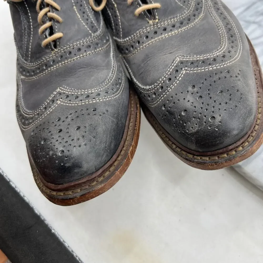 Allen Edmonds Mens 10.5 Shoe Chalkboard Gray Leather Neumok Wingtip Oxford Dress